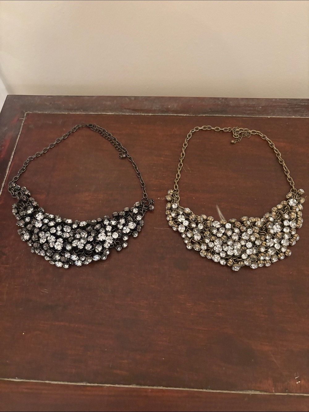 Crystal Bib Statement Necklace - Black and Gold Options